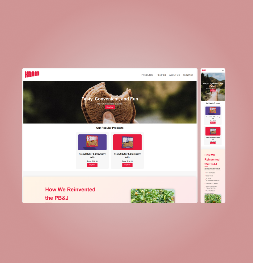 Landing Page for Kram PB&J